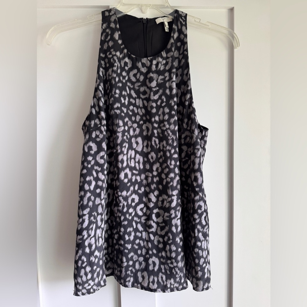 Joie Black and Gray Leopard  Print Blouse